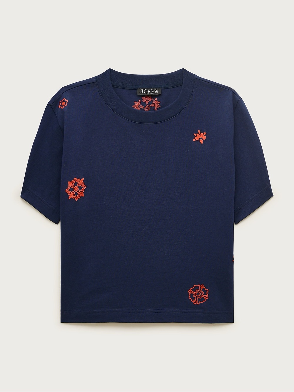 J.Crew NWT Boyfriend jersey relaxed T-shirt with floral chain stitch Top